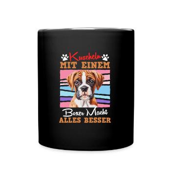 Boxer allemand CÂLINER AVEC LE BOXER VOUS REND MEILLEUR - Mug uni - noir - Devant