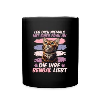 Katzenmama LEG DICH NIE MIT EINER FRAU AN - Tasse einfarbig - Schwarz - Vorne