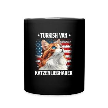 TURKISH VAN KATZENLIEBHABER USA Katzenpapa - Tasse einfarbig - Schwarz - Vorne