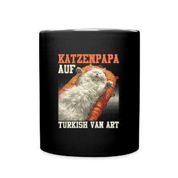 KATZENPAPA AUF TURKISH VAN ART Lustiges Turkish - Tasse einfarbig - Schwarz - Vorne