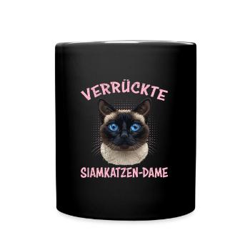 Chats Siamois CRAZY SIAMESE CAT LADY Drôle - Mug uni - noir - Devant