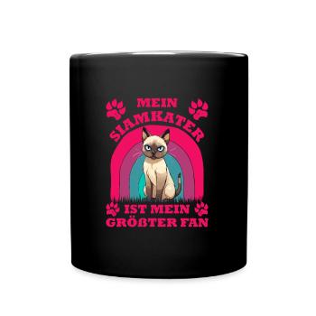 Siamese cats MY SIAMESE CAT IS MY BIGGEST FAN - Full Colour Mug - black - Front