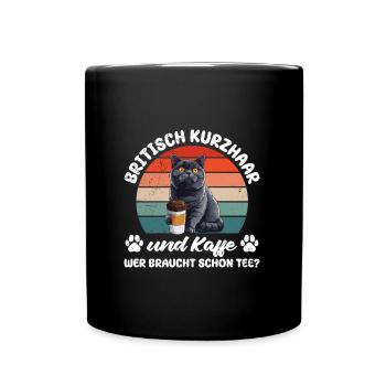 Coffee Drinker Cat Owner British Shorthair - Full Colour Mug - black - Front