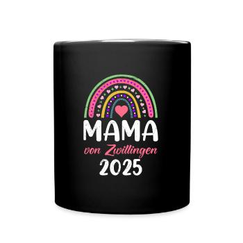 MOM OF TWINS 2025 Expectant Twin Mom - Full Colour Mug - black - Front