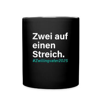 Zwillingspapa ZWEI AUF EINEN STREICH ZWILLINGVATER - Tasse einfarbig - Schwarz - Vorne