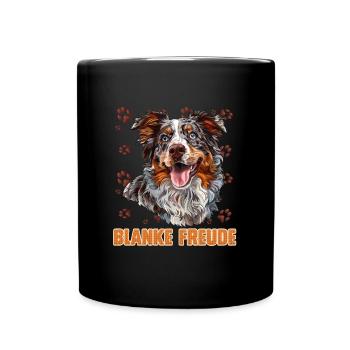 Australian Shepherd BLANKE FREUDE Aussie - Tasse einfarbig - Schwarz - Vorne