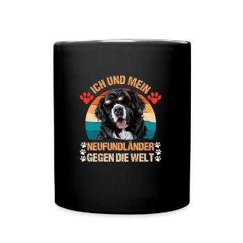 Newfie ICH UND MEIN NEUFUNDLÄNDER GEGEN DIE WELT - Tasse einfarbig - Schwarz - Vorne