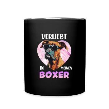 Boxer Hundemama VERLIEBT IN MEINEN BOXER Lustiges - Tasse einfarbig - Schwarz - Vorne