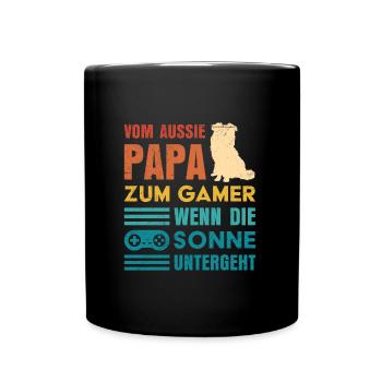 Hundepapa VOM AUSSIE PAPA ZUM GAMER Lustiges - Tasse einfarbig - Schwarz - Vorne