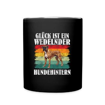Boxer HAPPINESS IS A WAGGING DOG'S BUTT - Full Colour Mug - black - Front