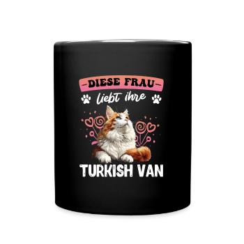 Cat mom THIS WOMAN LOVES HER TURKISH VAN - Full Colour Mug - black - Front