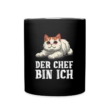 Turkish Van DER CHEF BIN ICH Lustiges Turkish Van - Tasse einfarbig - Schwarz - Vorne