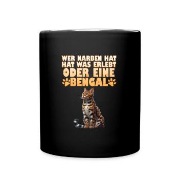 Bengalkatze WER NARBEN HAT HAT WAS ERLEBT ODER - Tasse einfarbig - Schwarz - Vorne