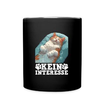 Turkish Van Lustig KEIN INTERESSE Faule Sture - Tasse einfarbig - Schwarz - Vorne