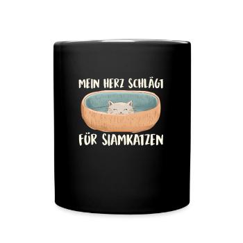 Siamkatzen MEIN HERZ SCHLÄGT FÜR SIAMKATZEN - Tasse einfarbig - Schwarz - Vorne