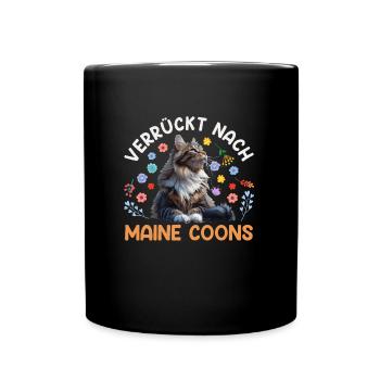 Maman chat FOLLE DES MAINE COONS Drôle - Mug uni - noir - Devant