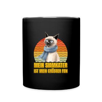 Siamese cats MY SIAMESE CAT IS MY BIGGEST FAN - Full Colour Mug - black - Front