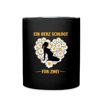 Pregnant mom A HEART BEATS FOR TWO - Full Colour Mug - black - Front
