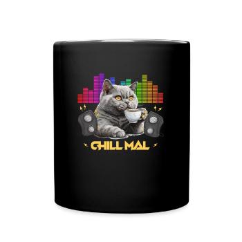 British Shorthair Cat CHILL MAL Funny - Full Colour Mug - black - Front
