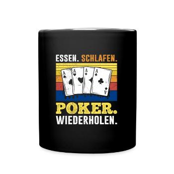 Poker Players EAT SLEEP POKER REPLAY - Full Colour Mug - black - Front