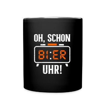 Schon wieder Bier Uhr Biertrinker Bierbrauer - Tasse einfarbig - Schwarz - Vorne