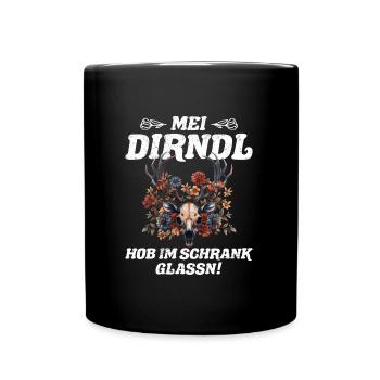 Mein Dirndl im Schrank gelassen Ersatzdirndl - Tasse einfarbig - Schwarz - Vorne