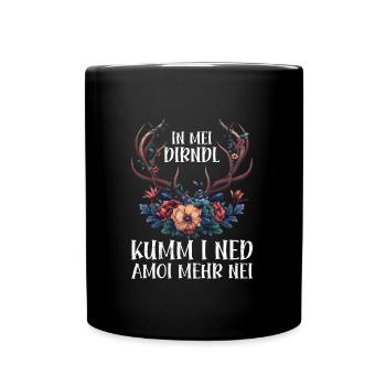 Dirndl zu klein Trachtenshirt Damen Tracht Dirndl - Tasse einfarbig - Schwarz - Vorne
