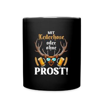 With or without lederhosen, cheers! Beer drinkers - Full Colour Mug - black - Front