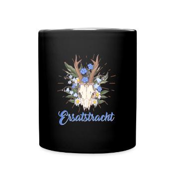 Münchner Volksfest ERSATZTRACHT Dirndl Trachten - Tasse einfarbig - Schwarz - Vorne