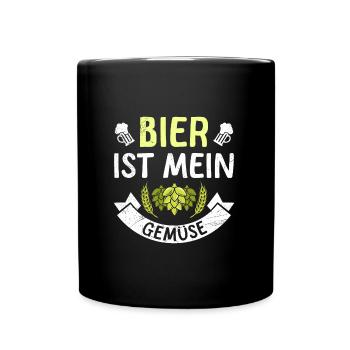 Bier ist mein Gemüse Lustiger Bier Spruch - Tasse einfarbig - Schwarz - Vorne