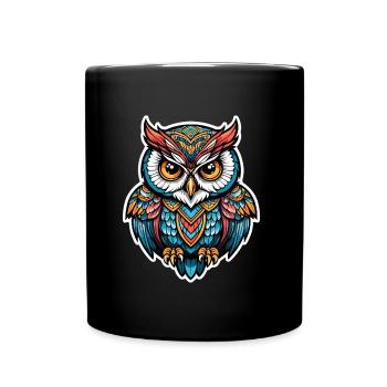 Hibou Néo Traditionnel - Mug uni - noir - Devant