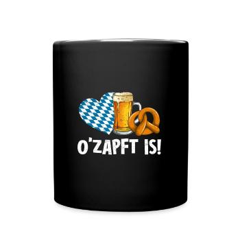 O'Zapft is Bier Trink Spruch Bierzelt - Tasse einfarbig - Schwarz - Vorne
