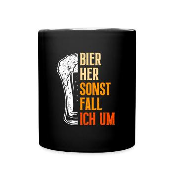 Bière ici ou je tombe - Mug uni - noir - Devant