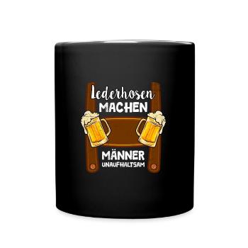 Unstoppable a man in lederhosen Bavarian - Full Colour Mug - black - Front