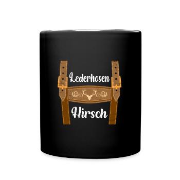 Bierzelt Hirsch mit Lederhosen Bayern - Tasse einfarbig - Schwarz - Vorne