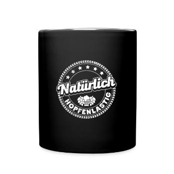 Naturally hoppy funny saying beer tent - Full Colour Mug - black - Front