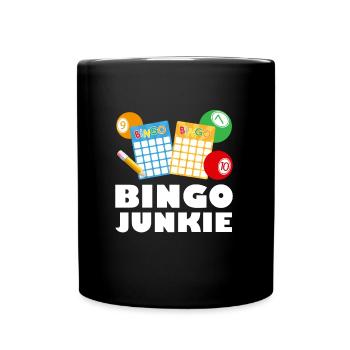 Bingospieler BINGO JUNKIE Binge Liebhaber - Tasse einfarbig - Schwarz - Vorne