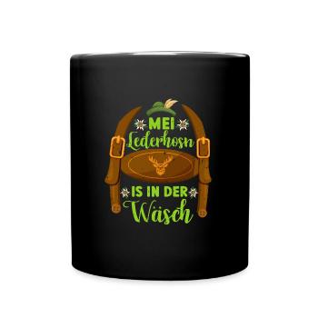 Munich folk festival MEI LEDERHOSN IS IN DA WÄSCH - Full Colour Mug - black - Front