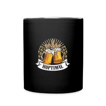Munich Folk Festival HOPTIMAL Funny Beer Fan - Full Colour Mug - black - Front