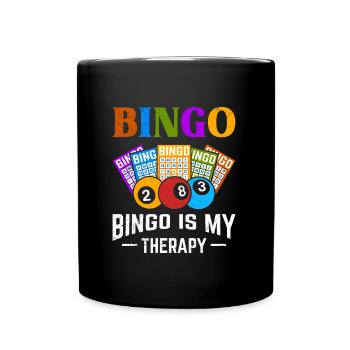 Bingospieler BINGO IS MY THERAPY Lustiges Bingo - Tasse einfarbig - Schwarz - Vorne