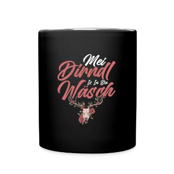 Münchner Volksfest MEI DIRNDL IS IN DA WÄSCH - Full Colour Mug - black - Front