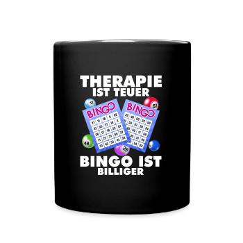 Bingo LA THÉRAPIE COÛTE CHER LE BINGO EST MOINS CHER - Mug uni - noir - Devant