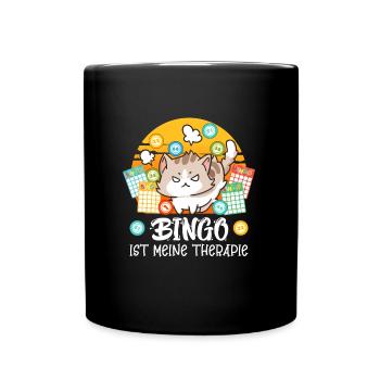 BINGO IST MEINE THERAPIE Lustiges Bingo - Tasse einfarbig - Schwarz - Vorne