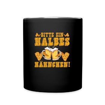 Münchner Volksfest EIN HALBES HÄHNCHEN BITTE - Tasse einfarbig - Schwarz - Vorne