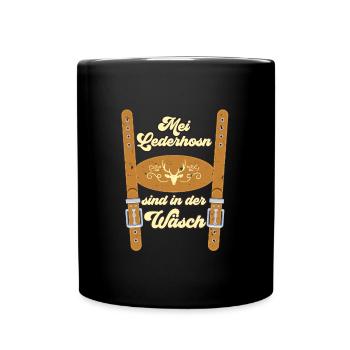 Munich folk festival MEI LEDERHOSN IS IN DA WÄSCH - Full Colour Mug - black - Front