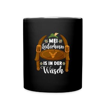 Munich folk festival MEI LEDERHOSN IS IN DA WÄSCH - Full Colour Mug - black - Front