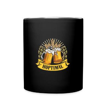 Munich Folk Festival HOPTIMAL Funny Beer Fan - Full Colour Mug - black - Front