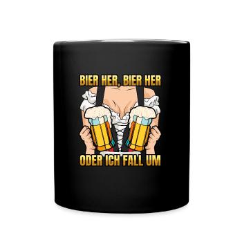 BIER HER BIER HER ODA I FOI UM Lustiges Münchner - Mug uni - noir - Devant