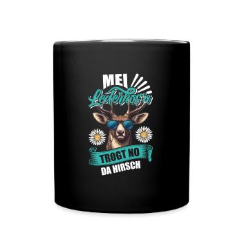 Munich folk festival MEI LEDERHOSEN WEARS NO DA - Full Colour Mug - black - Front