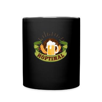 Munich Folk Festival HOPTIMAL Funny Beer Fan - Full Colour Mug - black - Front